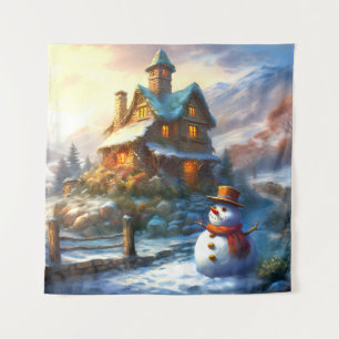 Tapiz Navidades nostálgicos Snowman   Algodón de cosecha