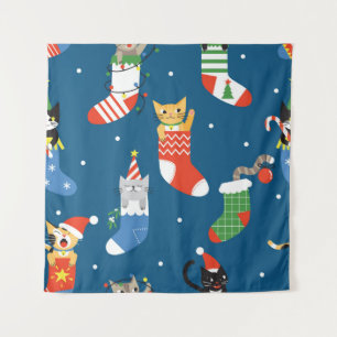 Tapiz Navidades Personalizados Gatos Patrón Cuto