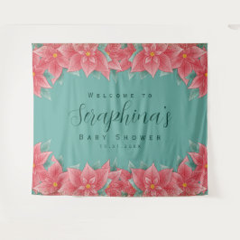 Tapiz Navidades Poinsettia Baby Shower Backdrop