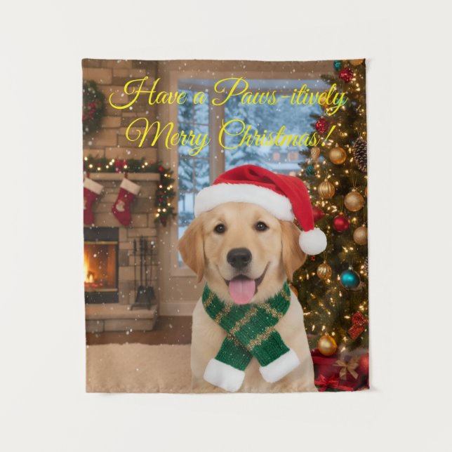 Tapiz Navidades recuperadores de Santa Paws Tapestry Wal (Anverso)