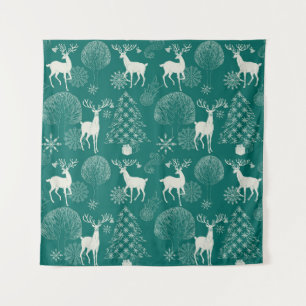 Tapiz Navidades rojos festivos, bosque invernal.