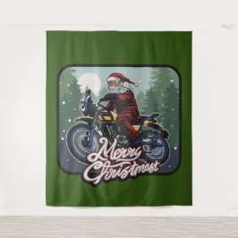 Tapiz Navidades Santa Claus Montando en Motocicleta