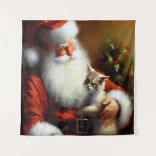 Tapiz Navidades Santa y un gato 3