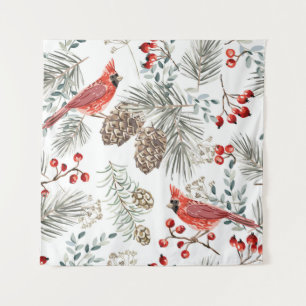 Tapiz Navidades sin soldadura, pájaros cardinales, rojo