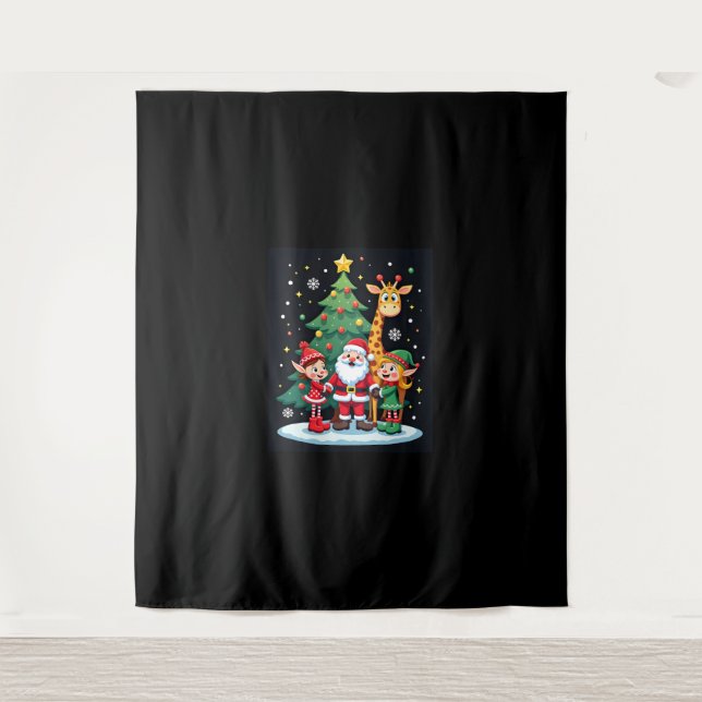 Tapiz Navidades Squad Santa Giraffe Elf Dabbing (Anverso)