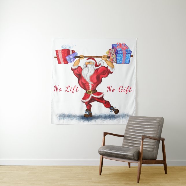 Tapiz Navidades Tapestry Bodybuilder Santa con regalos (In situ)