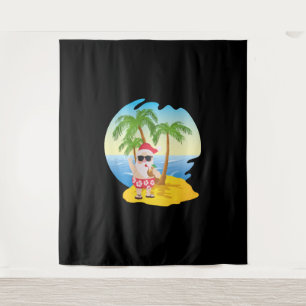 Tapiz Navidades Tropical Beach Funny Santa Claus