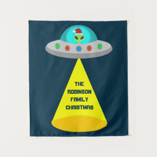 Tapiz Navidades UFO Ho Ho Alien Personalizado de platill
