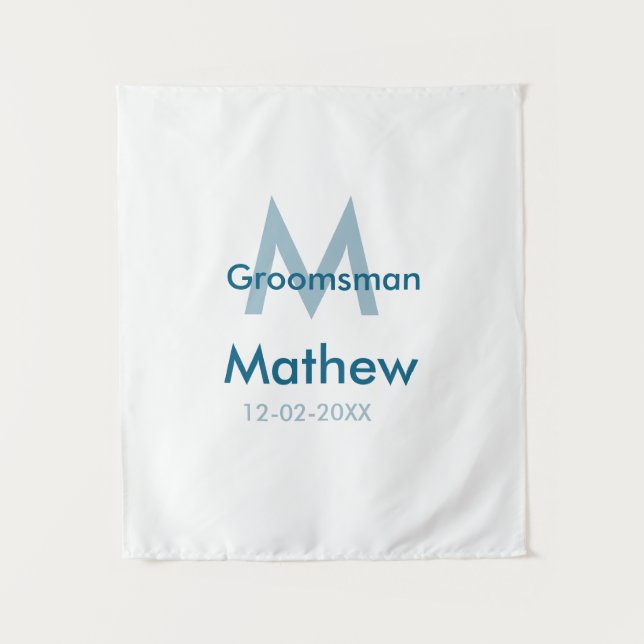 Tapiz Navy azul nombre del padrino letra fecha masculino (Anverso)