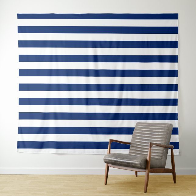 Tapiz Navy Blue with Classic White Stripe Pattern (In situ (horizontal))
