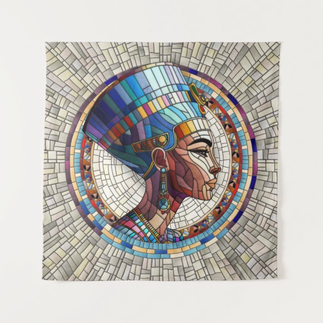 Tapiz Nefertiti egipcio - Arte Mosaico (Anverso)