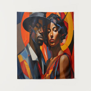 Tapiz Negrita Resumen Cubismo Pareja Retrato - Arte Mode