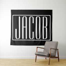 Tapiz Negrita y moderna tu nombre o palabra | Blanco sob