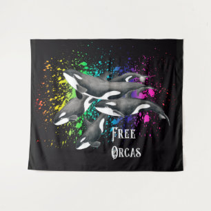 Tapiz Negro del chapoteo de la acuarela de las ballenas