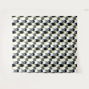 Tapiz Negro, gris, chevron amarillo