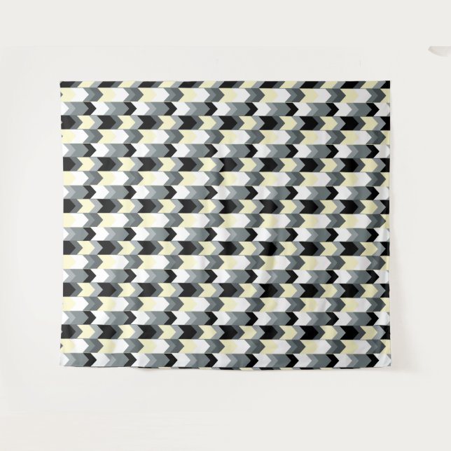 Tapiz Negro, gris, chevron amarillo (Anverso (horizontal))