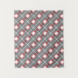 Tapiz Negro Rojo y Blanco Geométrico
