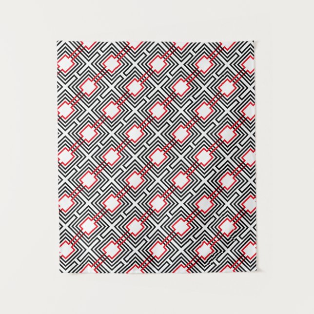 Tapiz Negro Rojo y Blanco Geométrico (Anverso)