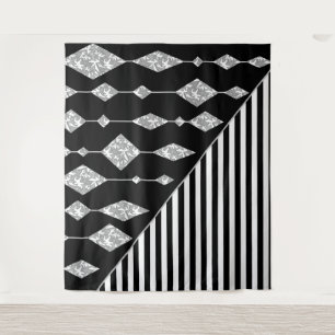 Tapiz Negro y blanco, abstracto, geométrico, simple, esc