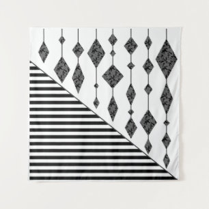 Tapiz Negro y blanco, abstracto, geométrico, simple, esc