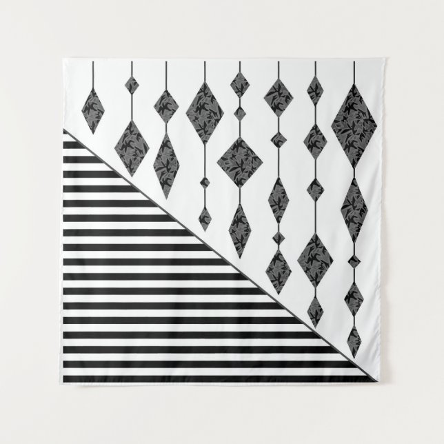 Tapiz Negro y blanco, abstracto, geométrico, simple, esc (Anverso)
