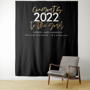 Tapiz Negro y dorado moderno guion elegante graduación