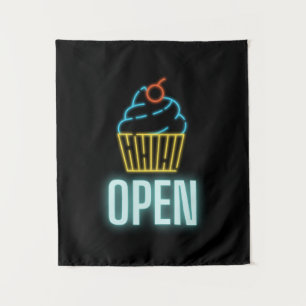 Tapiz Neon Cupakes Open Rótulo
