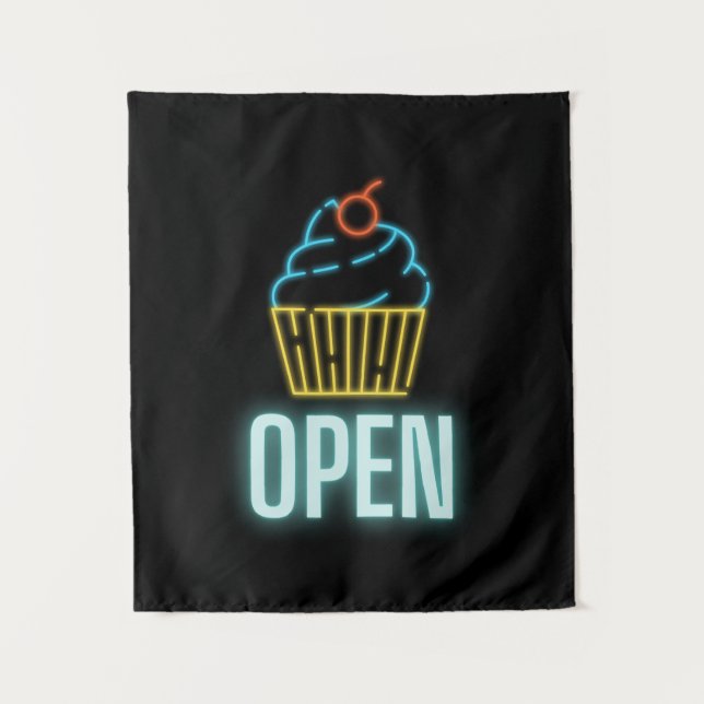 Tapiz Neon Cupakes Open Rótulo (Anverso)