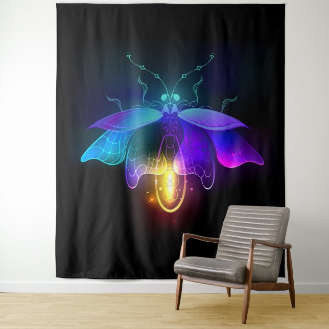 Tapiz Neon Firefly en negro (In situ)