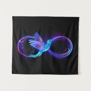 Tapiz Neon Infinity Symbol with Glowing Hummingbird