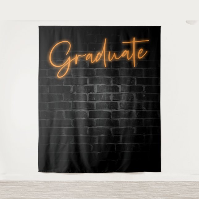 Tapiz Neon Naranja Glow Light | Grad Fiesta Photo Booth (Anverso)