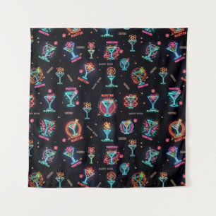 Tapiz Neon Rótulo Space Age Atomic Martini Cocktails Pri