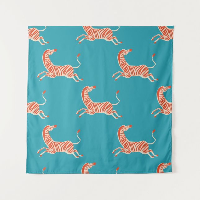 Tapiz Neon Zebra: Retro Colorful Seamless (Anverso)