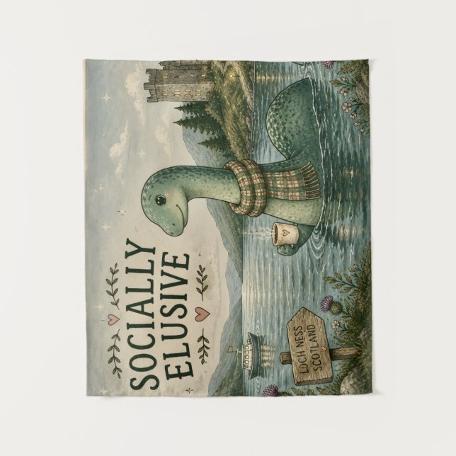 Tapiz Nessie esquiva socialmente críptido acogedor Loch  (Anverso)