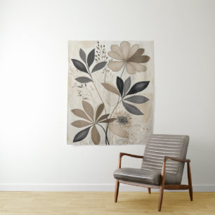 Tapiz Neutral Boho Arte Botánico Tono de la Tierra Minim