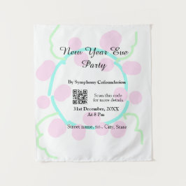 Tapiz New year eve party scan QR RSVP name pink blue 