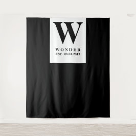 Tapiz Newly Wed Monogram black Wedding backdrop