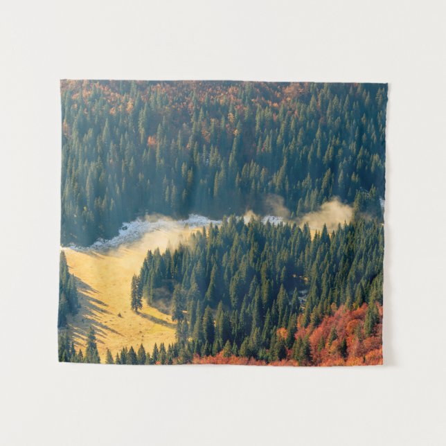 Tapiz Niebla rodando en un solitario campo otoñal (Anverso (horizontal))