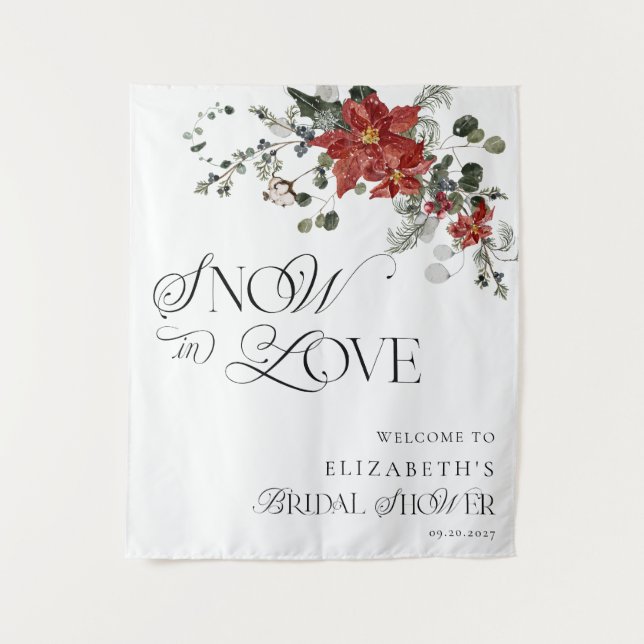 Tapiz Nieve en amor invierno ducha de novia evergreen (Anverso)