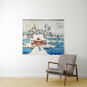 Tapiz Nieve en el santuario Benzaiten en Inokashira Pond