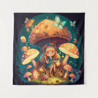Niña elfa entre hongos