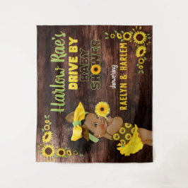 Tapiz Niña étnica adorable | Girasol amarillo rústico