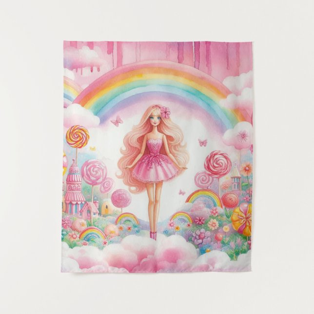 Tapiz Niña muñeca rosa (Anverso)