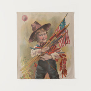 Tapiz Niño con Fuegos Artificiales, Bandera Americana, I