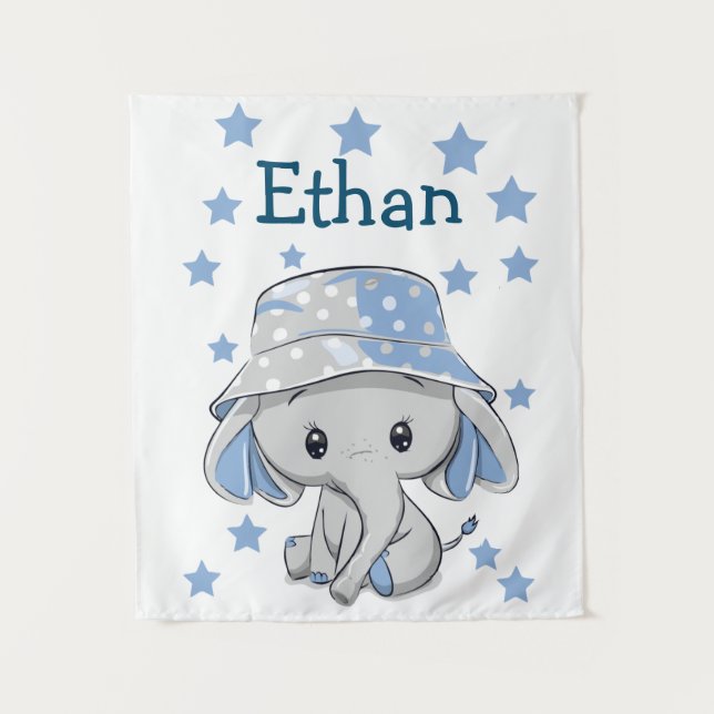 Tapiz Niño pequeño elefante (Anverso)