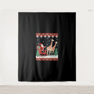 Tapiz Niños Chicas Santa Claus Riding Giraffe Sleigh Feo