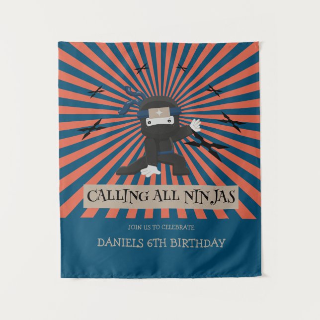 Tapiz Niños guerreros de Ninja cute telón de fondo de cu (Anverso)