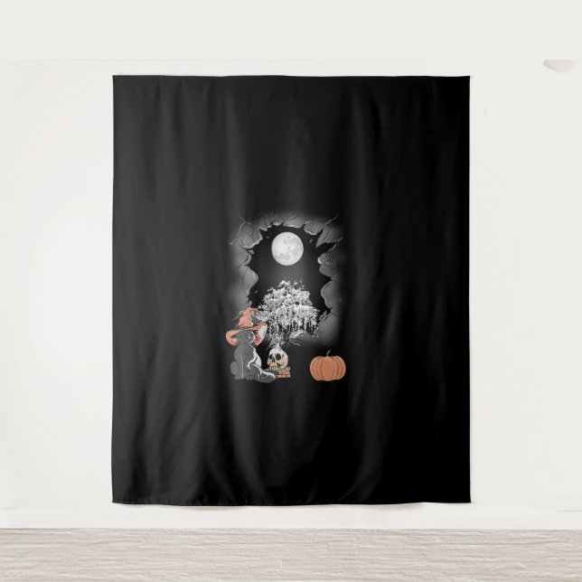 Tapiz Niños místicos de halloween gato de cuento de hada (Anverso)