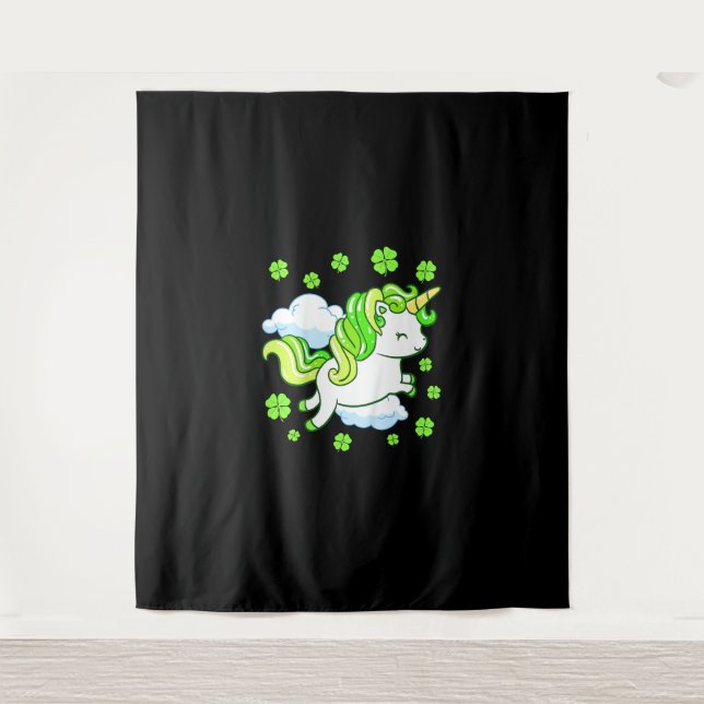 Tapiz Niños St Patricks Día Unicornio Chicas Toddler Sha (Anverso)