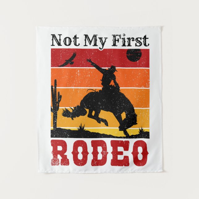 Tapiz No es mi primer rodeo Cowgirl Horse Sunset (Anverso)